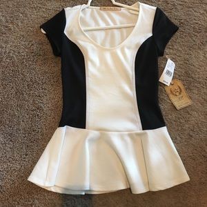 Black and white peplum top